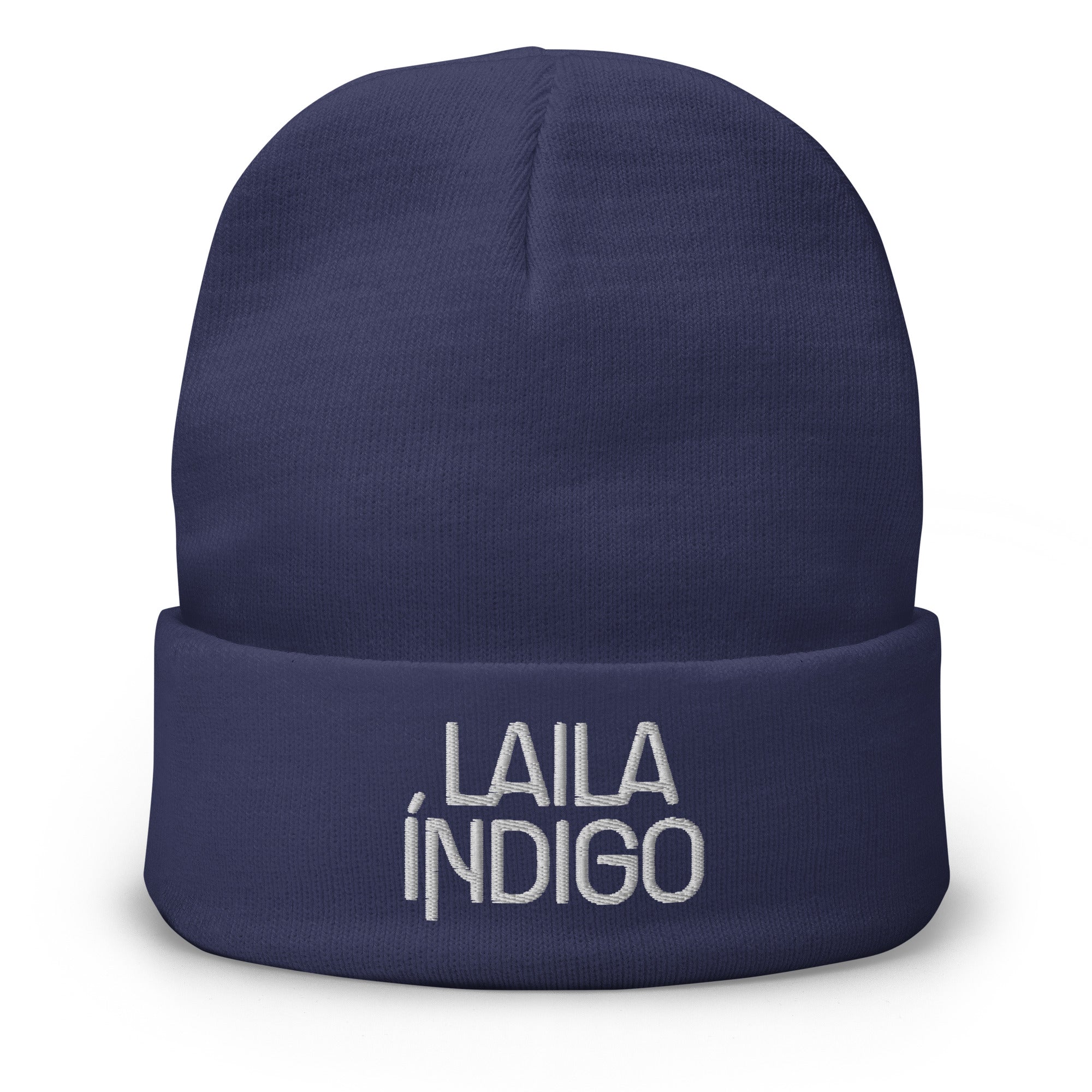 Laila Indigo - Embroidered Beanie