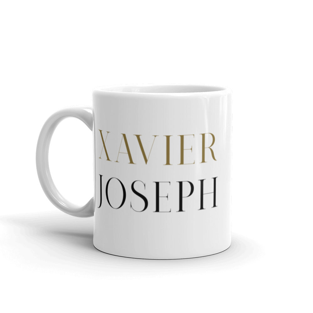 Xavier Joseph - Block Name - White glossy mug